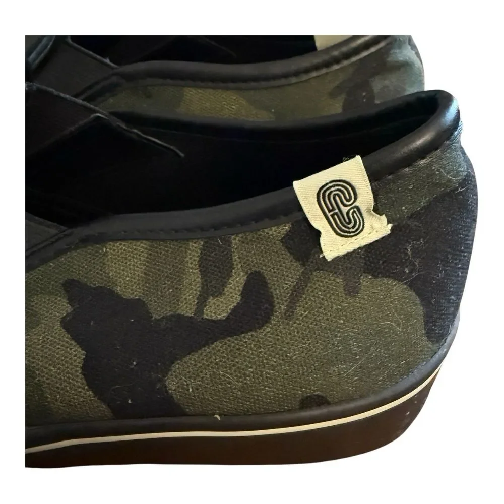 Coach Canvas Slip On Skate Sneaker Mens Size 7 D Army Green Black Camo CA011